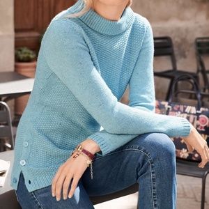 Talbots  Aqua Blue Textured Sabrina Sweater size L